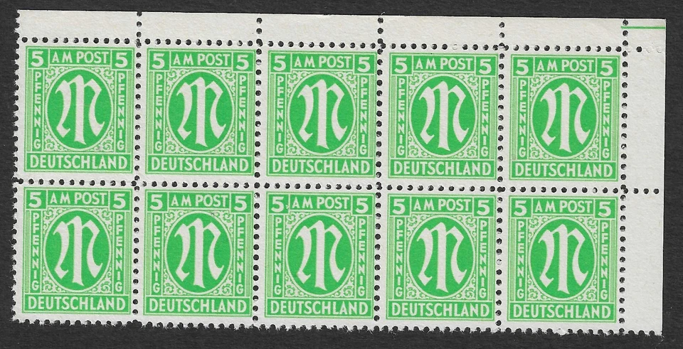 ALLIED OCCUPATION - 1945 - AM POST 5PF - BLOCK 10V - MNH ** - Image 1 of 1