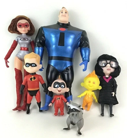 Incredibles 2 Action Figure Dolls Lot Mr Incredible Elastigirl Dash Jack Jack Cover