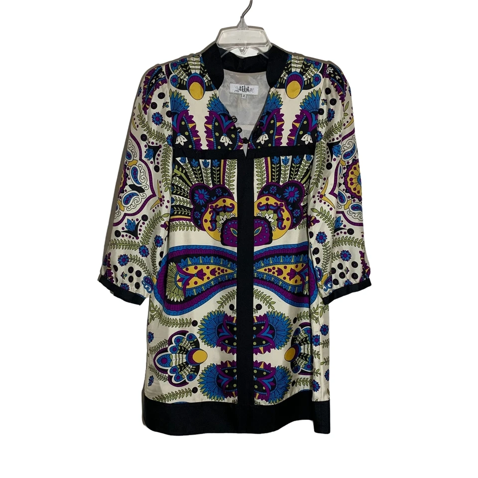 Tibi -- Vestido Floral 100% Seda Cachemira/Floral (Vintage Años 70 Look) Talla 2 Foto 1 de 4