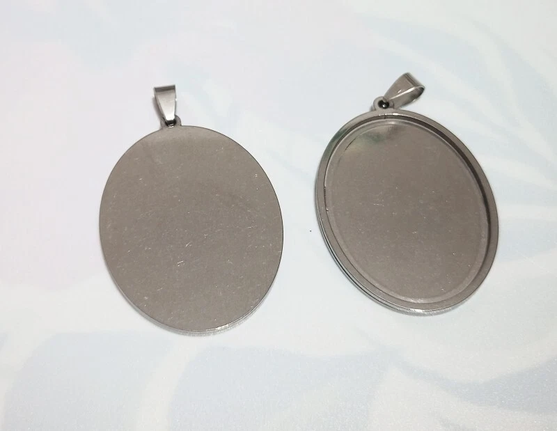 1pz castone base per cabochon ovale interno 40X30mm in acciaio inox bijoux - Immagine 1 di 1