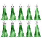 20Pcs 2.2" Leather Tassels Keychain Charm with Silver Cap for DIY, Dark Green