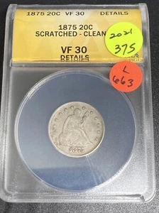 1875 Twenty Cent Piece Very Fine 30 Dtls ANACS L663 - Picture 1 of 2