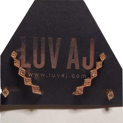 NUEVO Juegos de 2 aretes largos y cortos Luv Aj color rosa  Foto 1 de 4