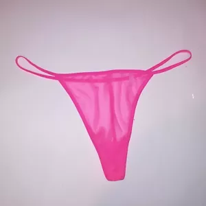 Native Intimates Panty Thong V String Neon Pink Solid Sheer - Picture 1 of 5