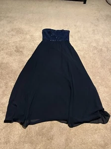 Ralph Lauren evening Strapless Dress sequin Top long Maxi lined size 6 blue - Picture 1 of 8
