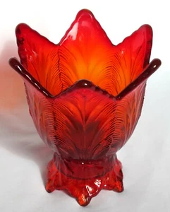 Vintage Fenton Glas Amberina Tulpe Wende Kerzenständer / Windlichthalter  - Bild 1 von 8