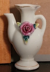 TETERA MINIATURA VINTAGE CON FLORERO ROSE BROTE, HECHA EN JAPÓN - Imagen 1 de 8