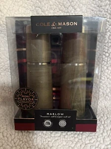 Cole and Mason Marlow beech wood adjustable refillable salt and pepper mill set - Picture 1 of 2