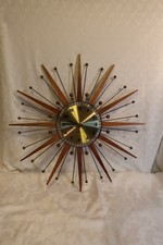 Vintage Mid Century Modern WESTCLOX NOCORD ATOMIC STARBURST  SUNBURST WALL CLOCK