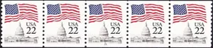 US Stamp Scott # 2115 Plate # 19 Strip of 5 (PNC5) - 22 Cents Flag Over Capitol - Picture 1 of 1