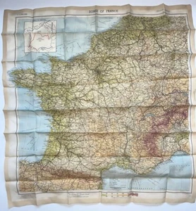 WWII RAF Royal Air Force Piloti Fuga Seta 'Zone di Francia' 2° Ed Mar '44 Mappa - Foto 1 di 13