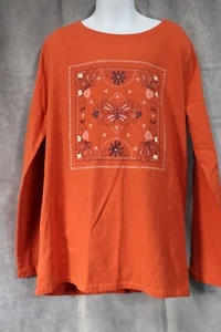 Cat & Jack Girls Orange Long Sleeve T-Shirt Flowers Butterflies XL - Picture 1 of 3