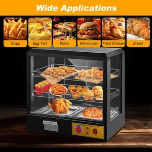 3-Tier Commercial Food Warmer Display Case Countertop Pizza Cabinet 500W - Picture 1 of 12