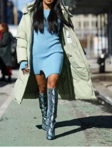 Gianni Bini Lennoxe Schlangenmuster Stiefel Größe 6,5 blau Stiletto UVP 125 $ - Bild 1 von 9