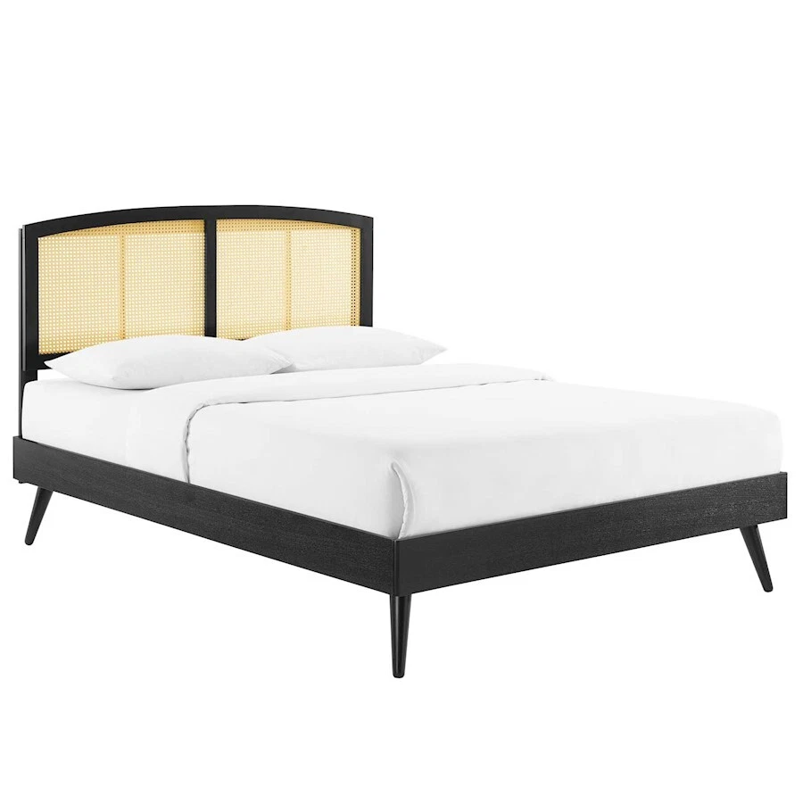 Modway Sierra Cane/Wood King Platform Bed/Splayed Legs Black -MOD-6702-BLK