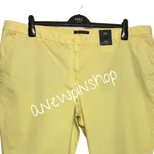 M&S Damenhose gelb reine Baumwolle konisches Bein Kinos 24R brandneu mit Etikett Markierungen - Bild 1 von 12