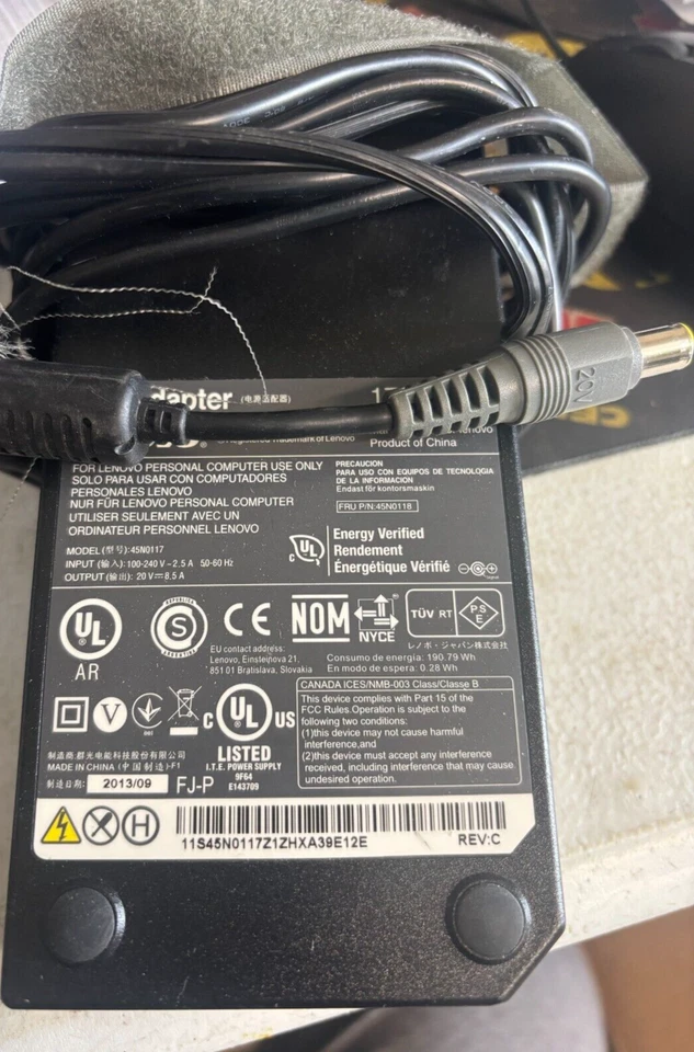 Genuine Lenovo 170W AC Adapter 20V 45N0113 45N0114 for Lenovo ThinkPad W520 W530 - Image 1 of 1