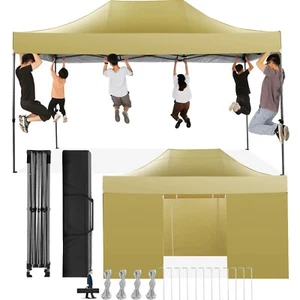 10x15 Heavy Duty Pop up Canopy Commercial Waterproof Outdoor Tent w/ 4 Sidewalls - Picture 1 of 16