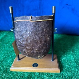 Vintage Bull Scrotum Basket Mount on Wood Plaque – Rustic Western Decor Oddity - Picture 1 of 11