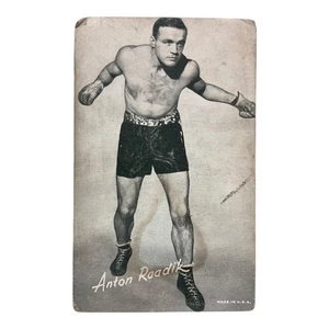 Anton Raadik Boxe Vintage anni 40 Biglietto da esposizione oversize primi vecchi boxer - Foto 1 di 2