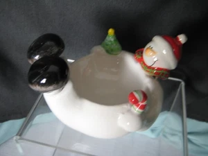 Ganz Large Snowman Dip Bowl with 3 spreaders 5 inches wide New in box - Picture 1 of 2