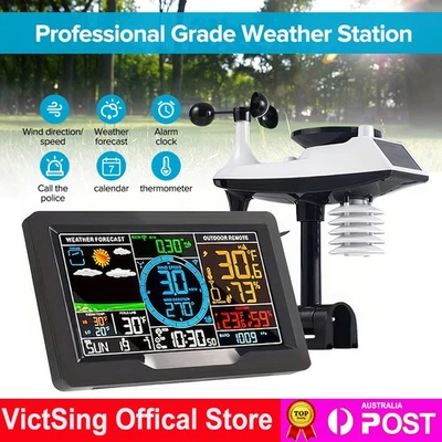 Weather Station Wireless Indoor Outdoor 8-in-1 Sensor w/ LCD Display Wind Speed - image 1 of 4