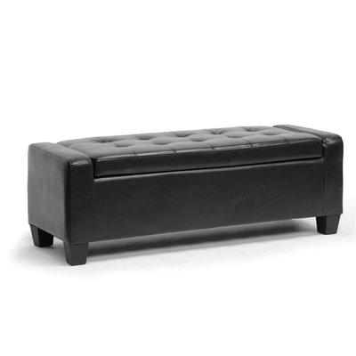 Baxton Studio Manchester Ottoman Black - Image 1 of 4