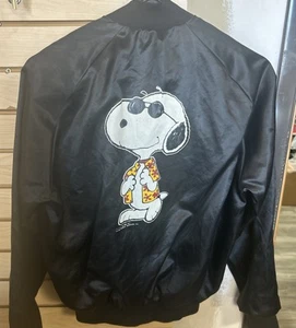 Vintage 1971 Snoopy Joe Cool Peanuts Black 18/20 Satin jacket - Picture 1 of 14