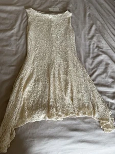 Abito Abercrombie & Fitch Slash pizzo avorio panna uncinetto senza maniche elasticizzato taglia S - Foto 1 di 17