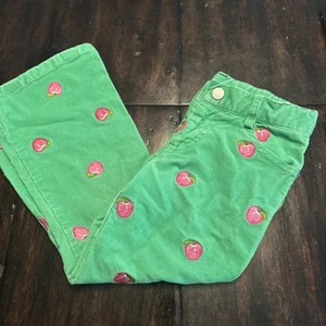 Lilly Pulitzer Pants Little Girls Size 4 Red Pink Apple Embroidered Party Casual - Picture 1 of 7