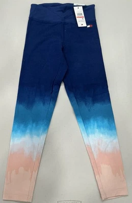 Tommy Hilfiger Leggings Sport High Rise Crop Stretch XS Blue Hot Pink & White - Image 1 of 4