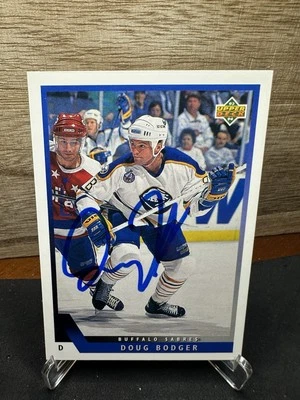 1993 Upper Deck #187 Doug Bodger Buffalo Sabres In-Person ON-CARD AUTO - Image 1 of 2