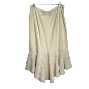 Mexico Lindo Skirt Womens XXL Beige Muslin Textured Hi Low Hem Fit & Flare Midi - Picture 1 of 8