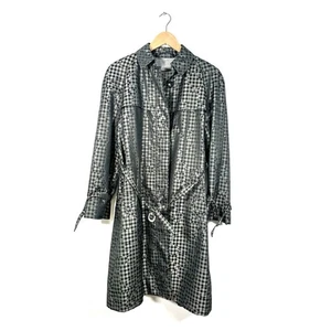 Aquascutum Women’s Black Checked Mod Vinyl Raincoat UK10 Regular - Picture 1 of 12