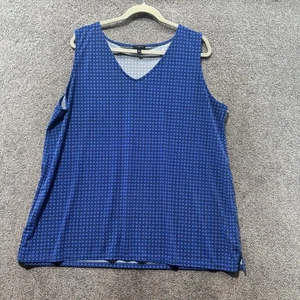 Talbots Damen Tank Top 2X ärmellos blau gemustert V-Ausschnitt - Bild 1 von 5
