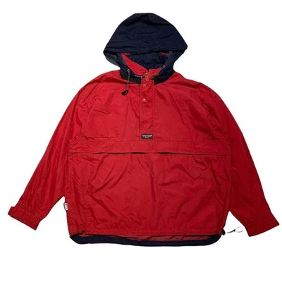 Chaps Ralph Lauren 90s Vintage Red Nylon Anorak Parka Windbreaker XL - Image 1 of 4