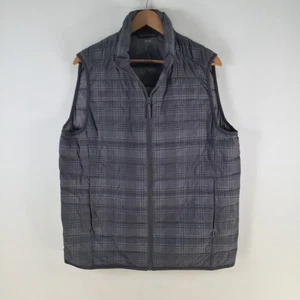 Uniqlo mens down puffer vest size XL grey plaid sleeveless 120369 - Picture 1 of 9