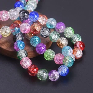 Lote de cuentas sueltas agrietadas redondas de cristal de 4 mm 6 mm 8 mm 10 mm para hacer joyas - Imagen 1 de 20