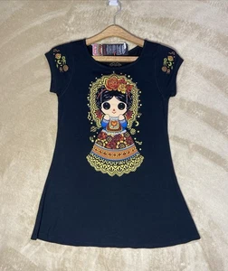 NWT Ay Guey Shirt Women’s Size M Mexican Lupita Colorful Front Embroidered - Picture 1 of 17