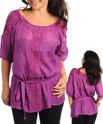 Top túnica mujer trabajo manga 3/4 talla 14 XL 16 2XL 18 3XL NUEVO AZUL ÓXIDO MAGENTA Foto 1 de 4