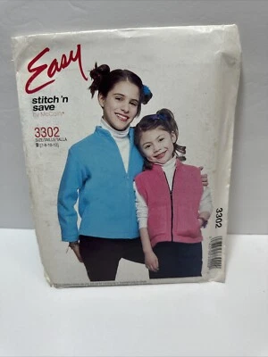 McCalls 3302 Girls Jacket Vest Easy Pattern 7-12 *Uncut* - Image 1 of 2