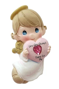 Precious Moments PIN Valentines Vintage ANGEL Pink HEART Rhinestone There For Me - Picture 1 of 2