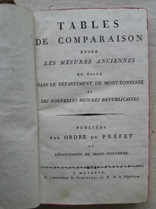 JEANBON SAINT-ANDRE : Mesures anciennes du MONT-TONNERRE. Mayence, 1802. - Imagen 1 de 17
