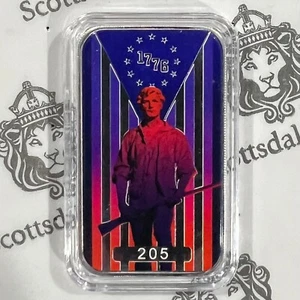 1776 MINUTEMAN 1 oz .999 Silver Bar Color Limited Edition Scottsdale BU - Picture 1 of 4