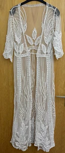 weiße Strandkleidung Strandkimono lang Spitze - Bild 1 von 5