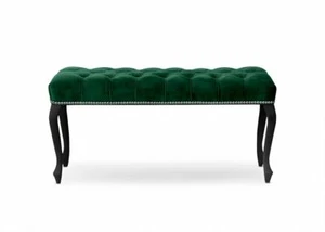 Sitzbank Polsterbank Ida 120 cm Chesterfield Antik Gesteppt Samtoptik Grün 08 - Bild 1 von 8