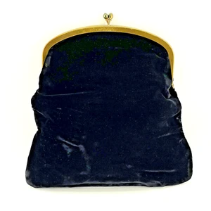 Borsa vintage Bobbie Jerome nera in velluto pieghevole con chiusura 9” T x 9,5” W - Foto 1 di 6