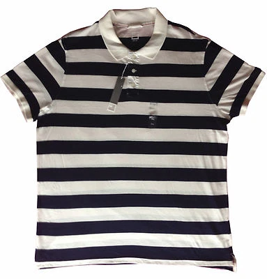 JCP Mens Striped Navy/White Knit Collar Short Sleeve Comfortable Soft Polo Shirt - Image 1 of 4
