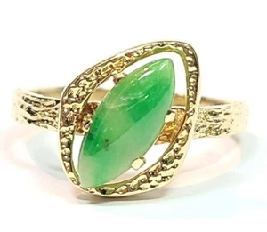 Vintage 14k Gelbgold grüner Jadeit ungerade Form Ringgröße 10 - Bild 1 von 6