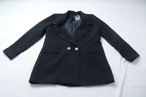 Trendyol Women's Basic Solid Two Button Blazer Jacket AN3 Black Size 42 NWT - Picture 1 of 3